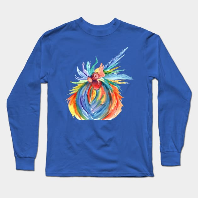 Crazy Kauai Rooster Long Sleeve T-Shirt by KauaiArtist